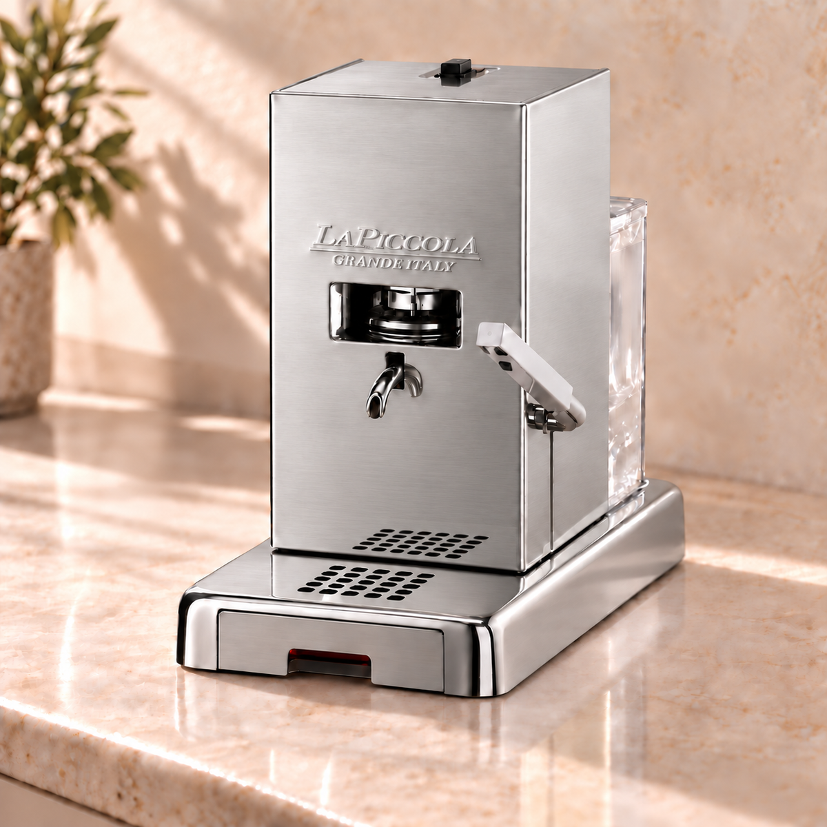 La Piccola Silber-Matt - Kaffeemaschine für Pads E.S.E - inkl. Degu-Set