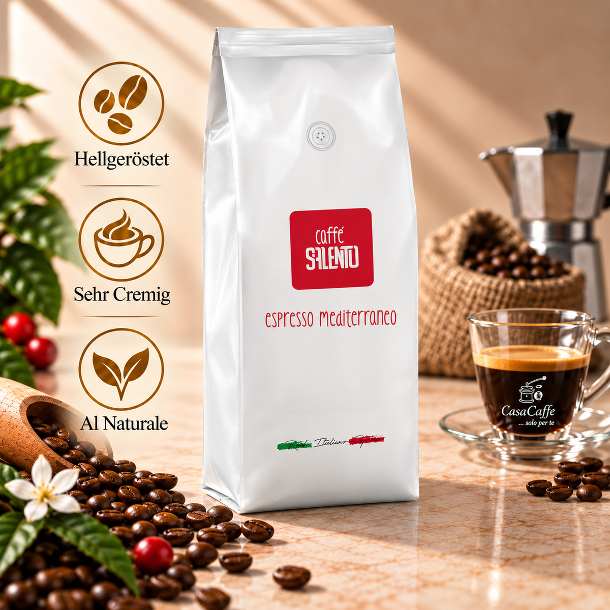 Caffè Salento Espresso Mediterraneo - Bohnen 1Kg