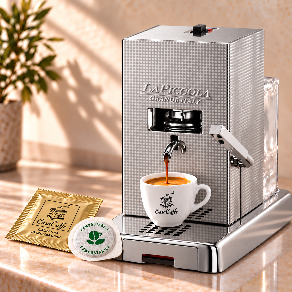 La Piccola Perla - Kaffeemaschine für Pads E.S.E - inkl. Degu-Set